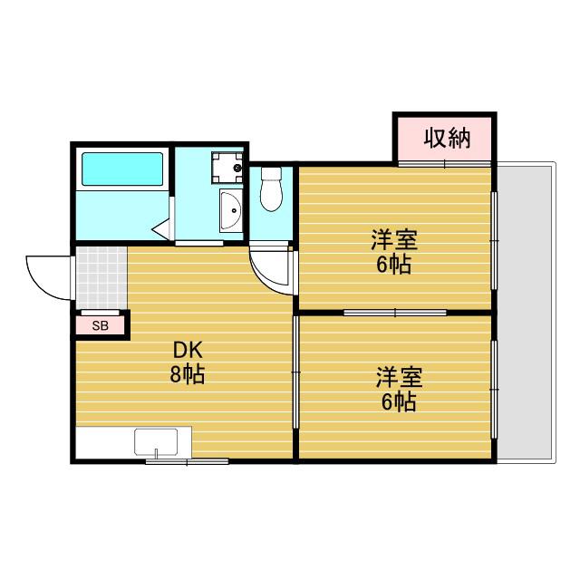 アメニティ豊里(2DK/1階)の間取り写真