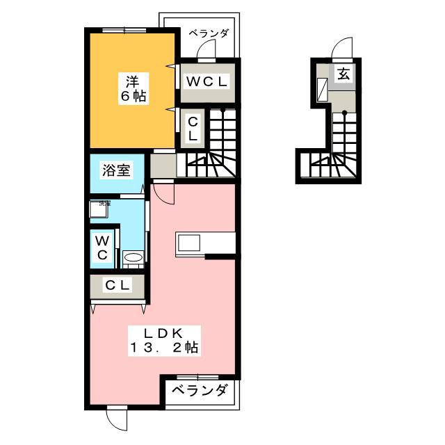 B.B DREAM(1LDK/2階)の間取り写真