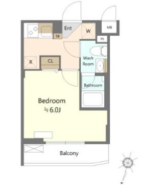 SHOKEN RESIDENCE横浜大口III(1K/1階)の間取り写真