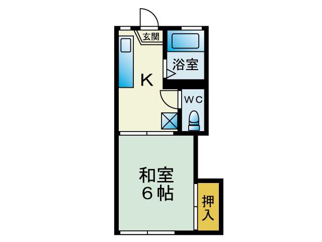 ビバリーハイツ(1K/1階)の間取り写真