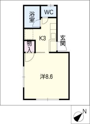 グリーンリーブス(1K/2階)の間取り写真