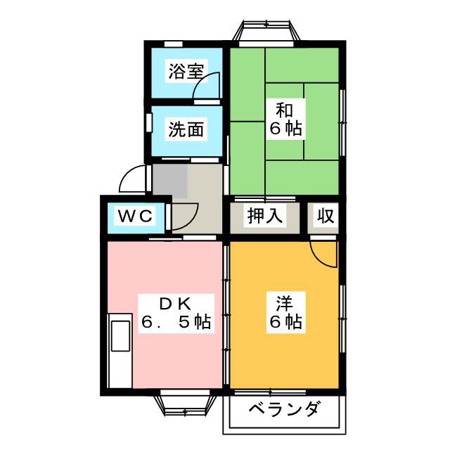 アーバンハウスI・II(2DK/1階)の間取り写真
