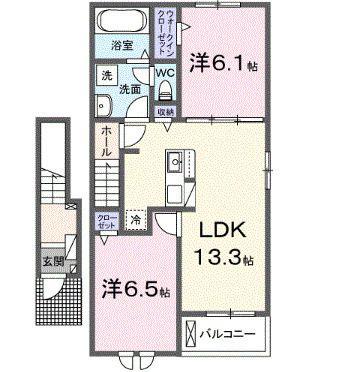 アーバングレイス(2LDK/2階)の間取り写真
