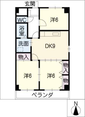 グレーシア森(3DK/4階)の間取り写真