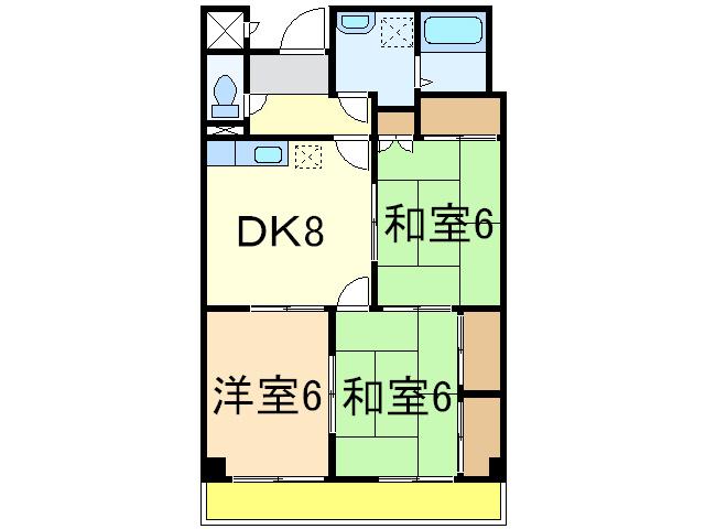 ウエスト CORE長岡(3DK/5階)の間取り写真