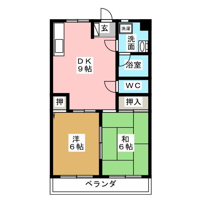 ネオポリスワタナベ(2DK/2階)の間取り写真