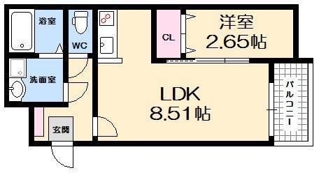 セブンプロート己斐西町(1LDK/2階)の間取り写真