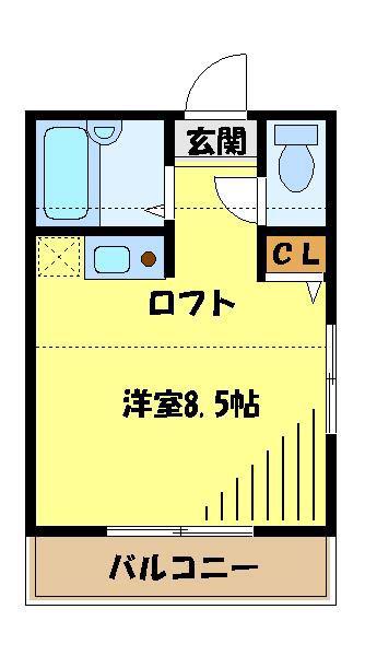 ローズヴィラ明神町(ワンルーム/2階)の間取り写真