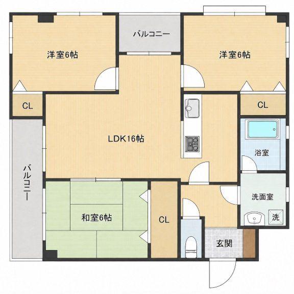 ナーセリーK2(3LDK/1階)の間取り写真