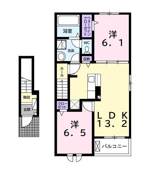グレイスレジデンス 館山A(2LDK/2階)の間取り写真