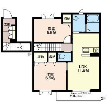 レフィシア2(2LDK/2階)の間取り写真