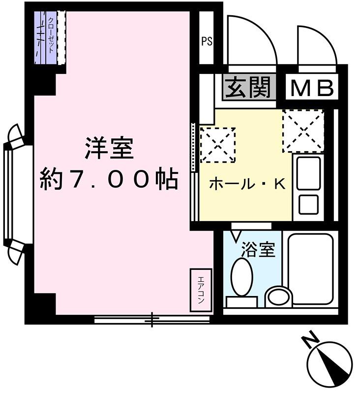福栄ビル(1K/2階)の間取り写真