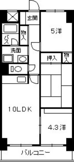 ライオンズマンション楽々園駅前(2SLDK/6階)の間取り写真