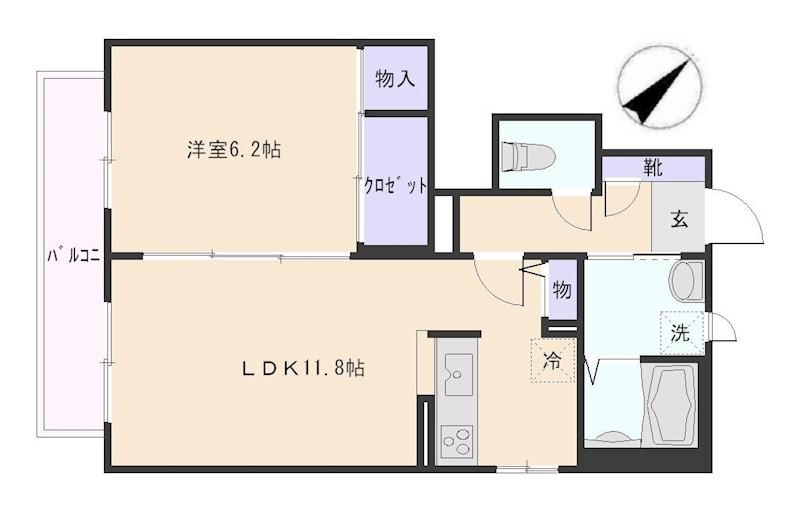 カサベルデ(1LDK/1階)の間取り写真