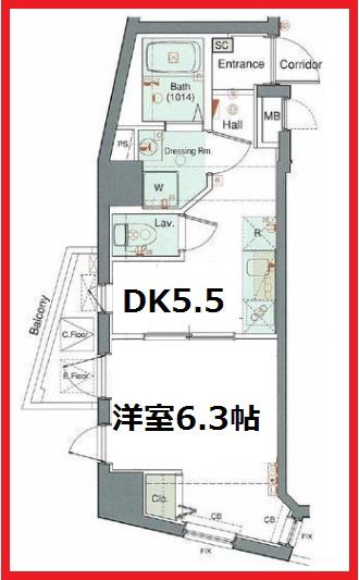 レアシス西日暮里(1DK/6階)の間取り写真