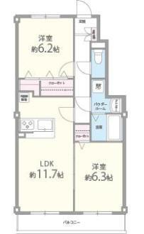 ペルル寺門 1F(2LDK/1階)の間取り写真