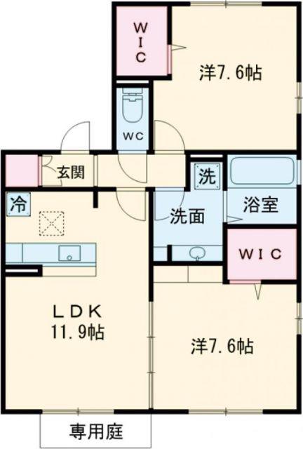 アネーロM(2LDK/1階)の間取り写真