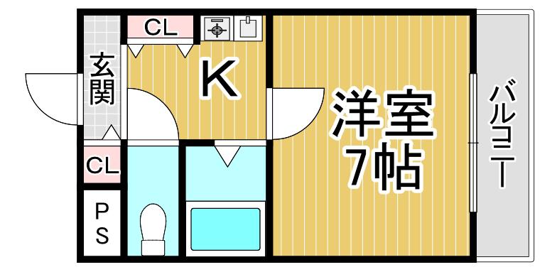 えむつーびる(1K/3階)の間取り写真