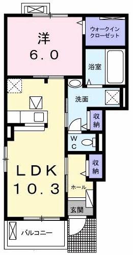 アンソレイユ(1LDK/1階)の間取り写真