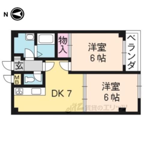 アメニティ吉祥院(2DK/4階)の間取り写真