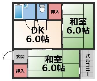 メゾンロータリ-(2DK/3階)の間取り写真