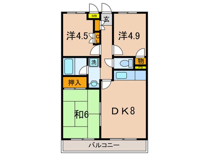 グレイス宮前弐番館(3DK/1階)の間取り写真