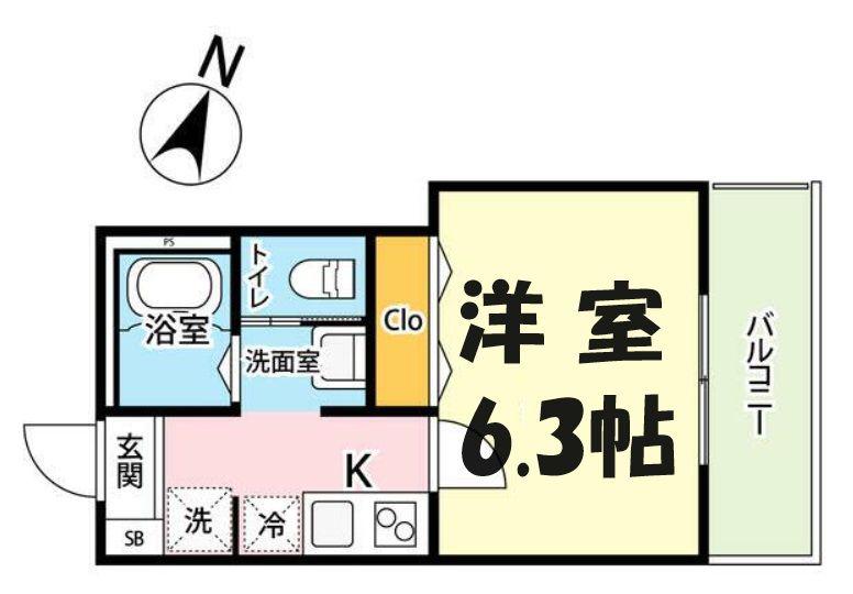 CASSOLO北越谷Ⅰ(1K/1階)の間取り写真