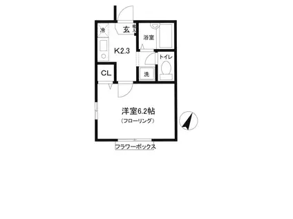 ベルワート(1K/2階)の間取り写真