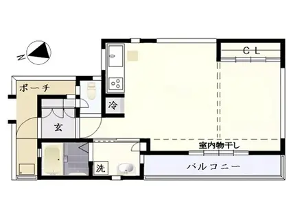 クリークハウス(1LDK/2階)の間取り写真