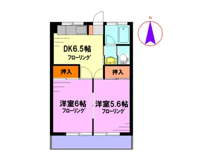 蓮田マンション(2DK/1階)の間取り写真