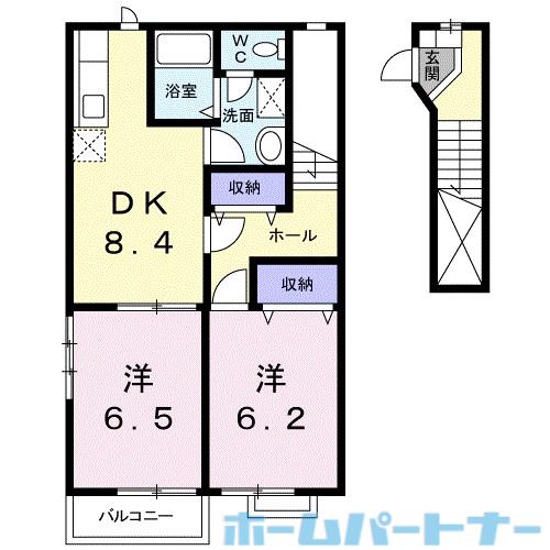 ラ フォレ ドゥ ノール(2DK/2階)の間取り写真