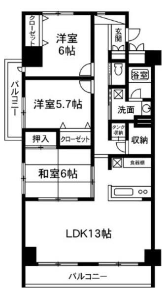 アドヴァンスナガイIII(3SLDK/7階)の間取り写真