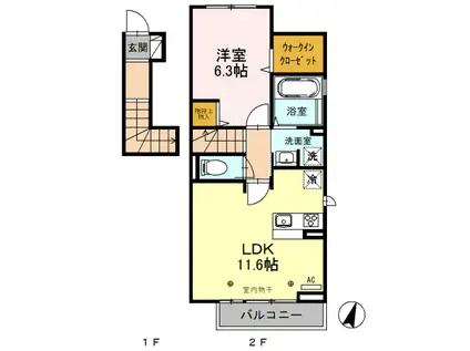 グランテラス3(1LDK/2階)の間取り写真