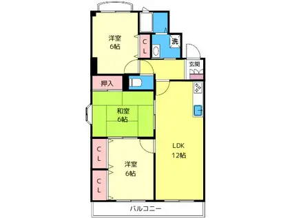 レインボー大磯(3LDK/1階)の間取り写真