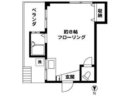 コーポ越路(ワンルーム/4階)の間取り写真