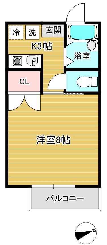 イーストハイツ宮町(1K/2階)の間取り写真