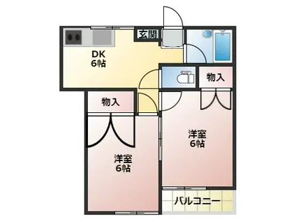めいぷるタウンA(2DK/1階)の間取り写真