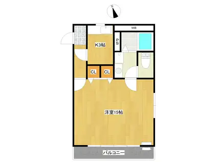 ブールバール(1K/1階)の間取り写真