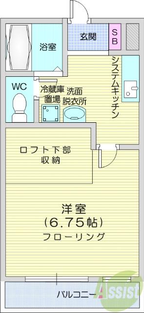 メゾンドα(1K/1階)の間取り写真