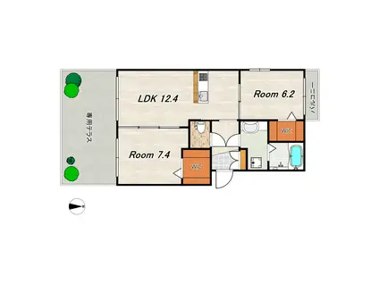 コンフォールZENS棟(2LDK/1階)の間取り写真