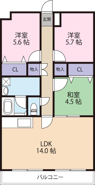 フォレストII(3LDK/3階)の間取り写真