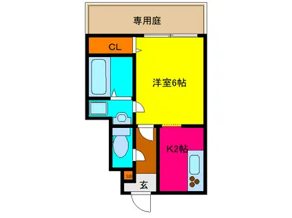 ラフォーレ末広(1K/1階)の間取り写真