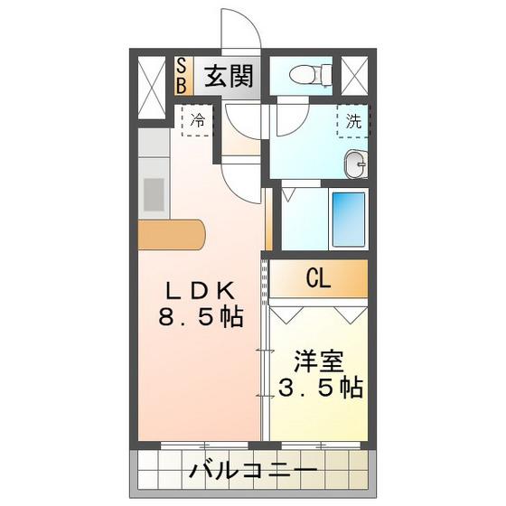 グレイス(1LDK/2階)の間取り写真