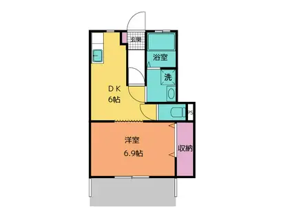 AIMU(1DK/1階)の間取り写真
