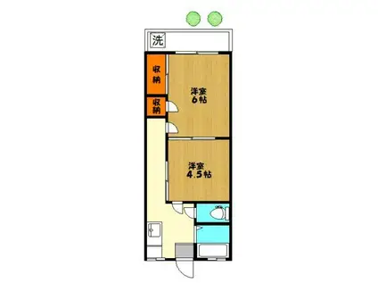 旭坂コーポ(2K/1階)の間取り写真