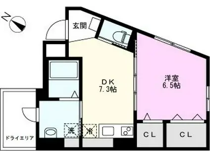 DIMORA北千住(1DK/1階)の間取り写真