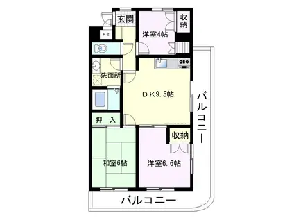 竹山ビル(3DK/3階)の間取り写真