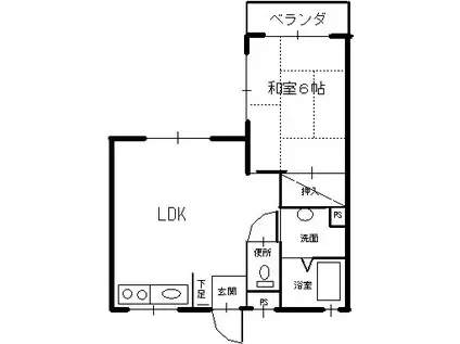 隆園小鹿ハイツ(1LDK/3階)の間取り写真