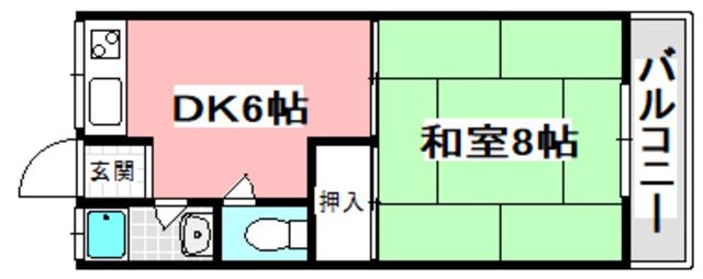 上田コーポ(1DK/2階)の間取り写真