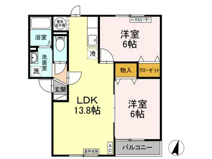 グレイススクエア菊水元町弐号館(2LDK/1階)の間取り写真